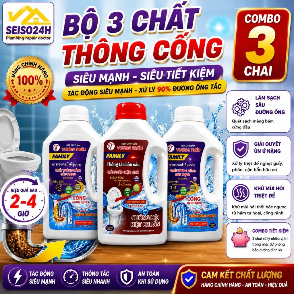 Cách dùng dung dịch thông tắc FAMILY 800 ml đúng kỹ thuật: Đừng vội xả lại khi nước đang dâng