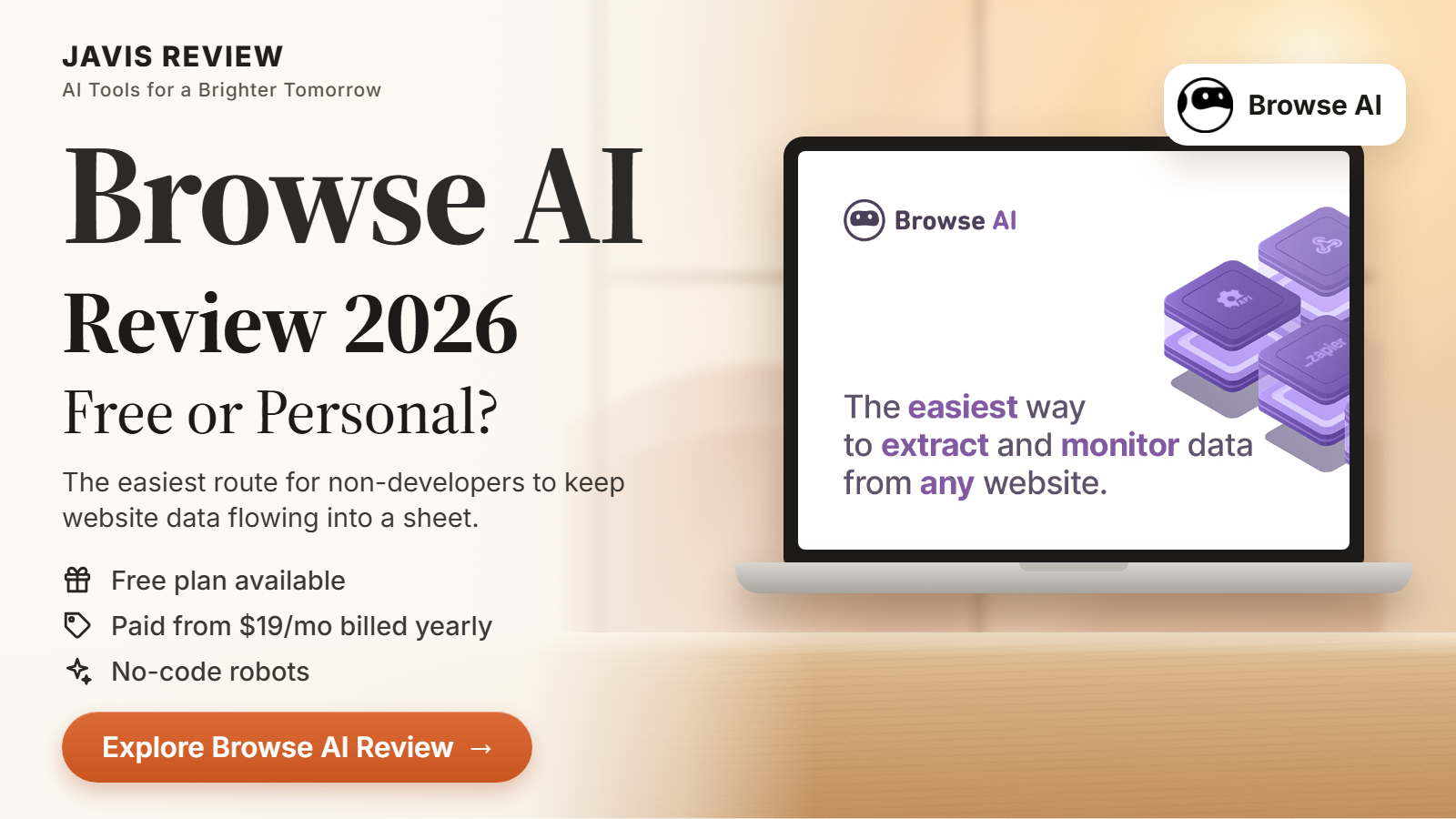 JAVIS thumbnail for the Browse AI review 2026 card