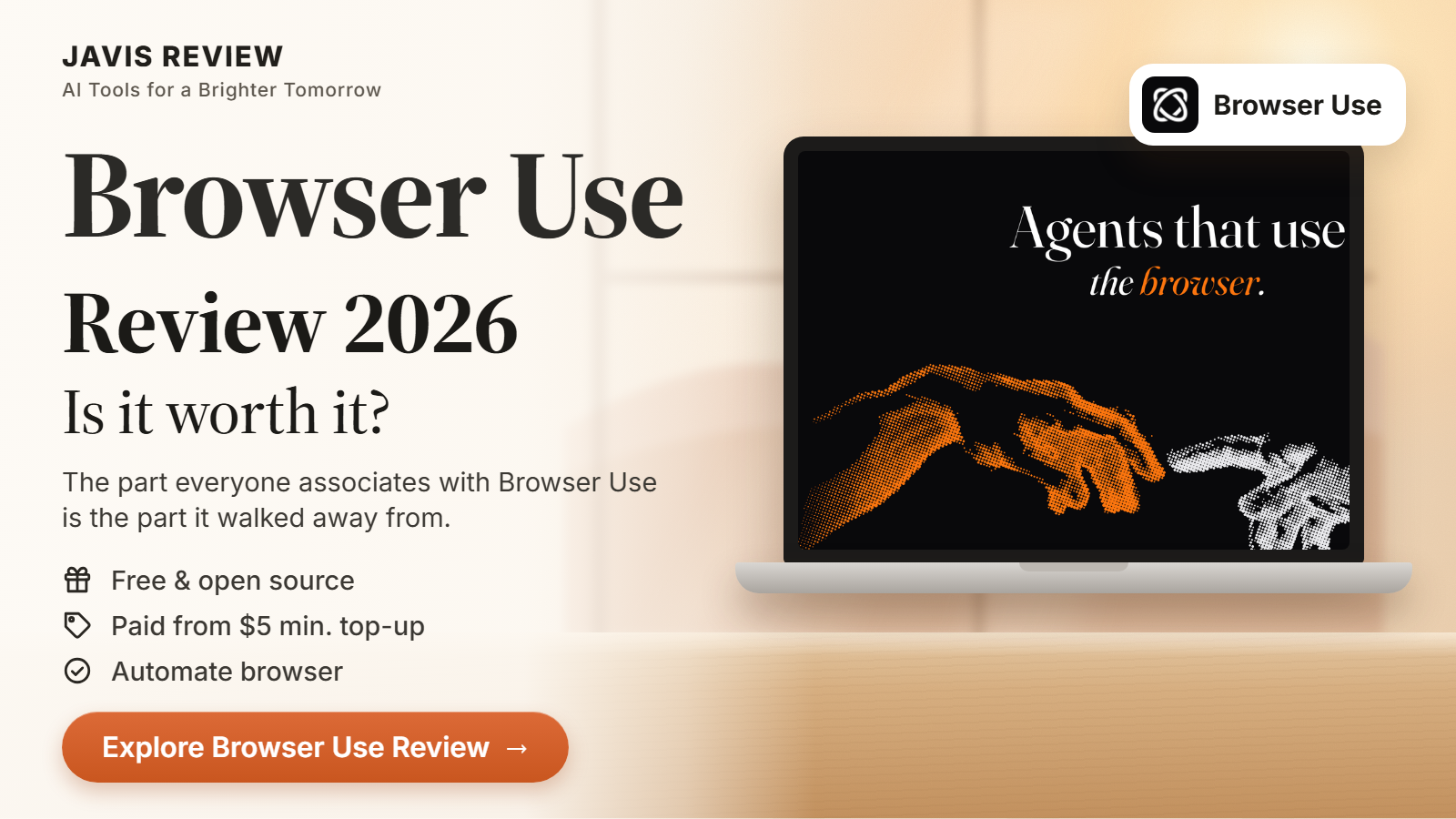 JAVIS thumbnail for the Browser Use review 2026 card