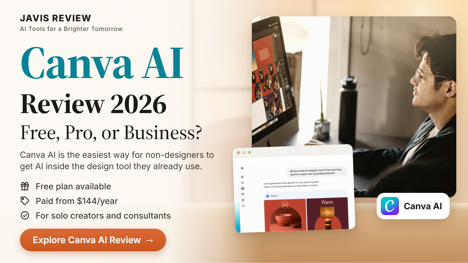 JAVIS thumbnail for the Canva AI review 2026 card