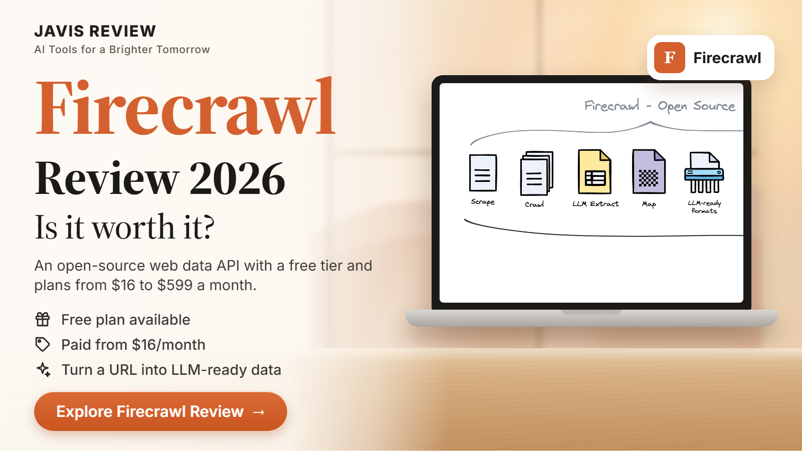 JAVIS thumbnail for the Firecrawl review 2026 card