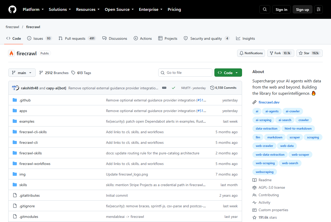 GitHub page for Mintplex-Labs/anything-llm showing 305 issues, 19 pull requests, 67.2k stars, 7.5k forks, the MIT license label and a recent commit about the built-in LLM for Docker