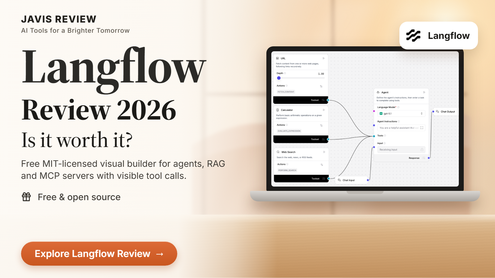 JAVIS thumbnail for the Langflow review 2026 card