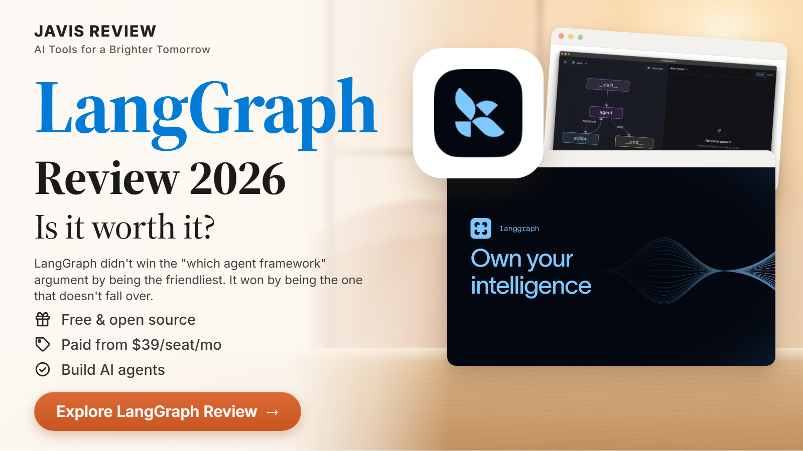 JAVIS thumbnail for the LangGraph review 2026 card