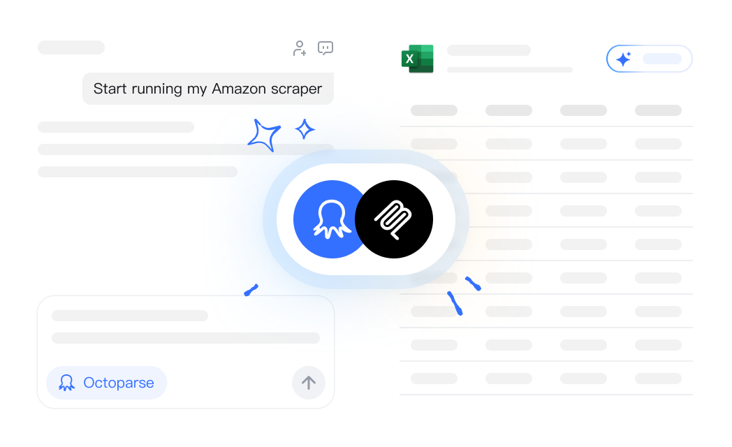 Octoparse MCP Server preview image published by Octoparse showing a chat with an AI assistant calling the Octoparse MCP Server and returning a table of products