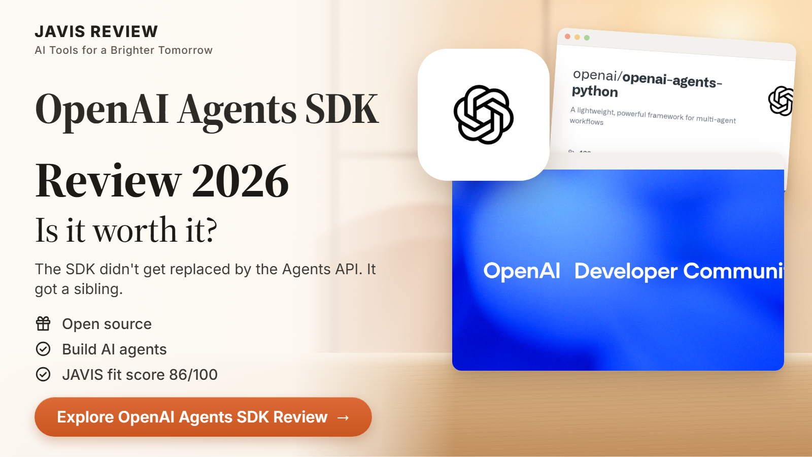 JAVIS thumbnail for the OpenAI Agents SDK review 2026 card