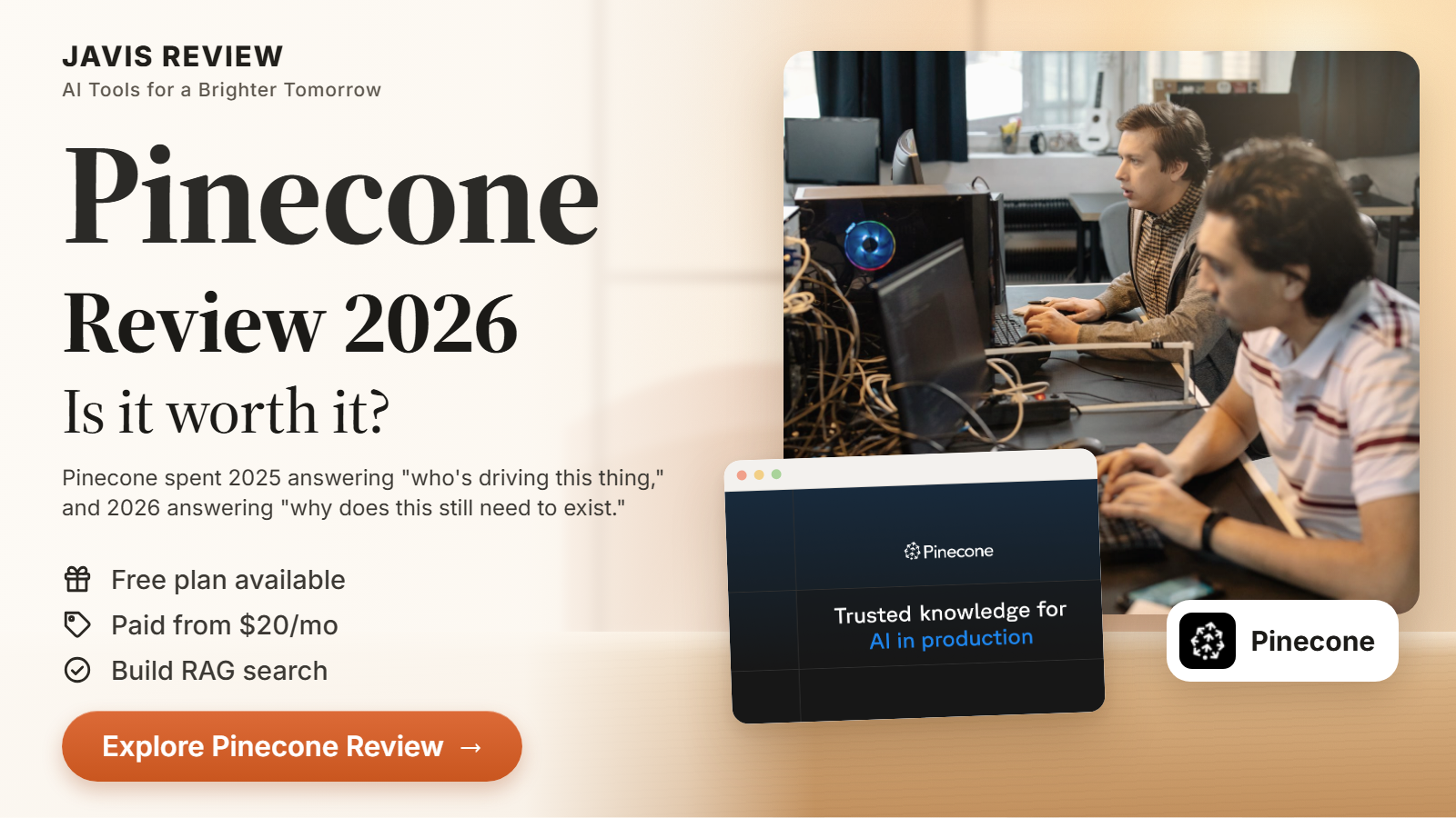 JAVIS thumbnail for the Pinecone review 2026 card