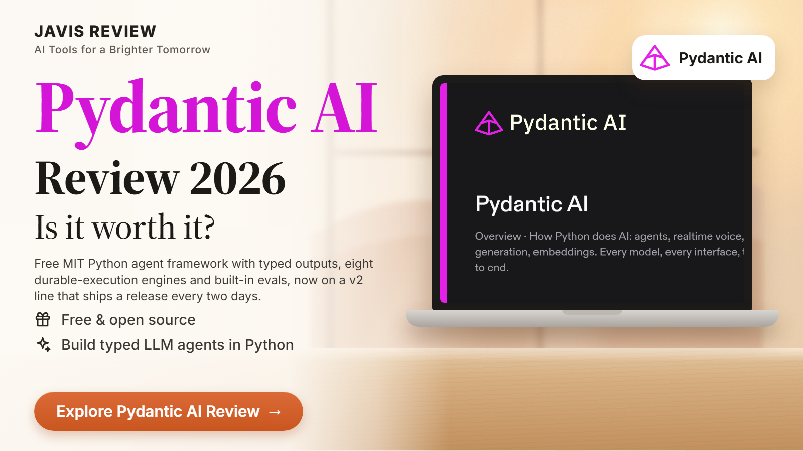 JAVIS thumbnail for the Pydantic AI review 2026