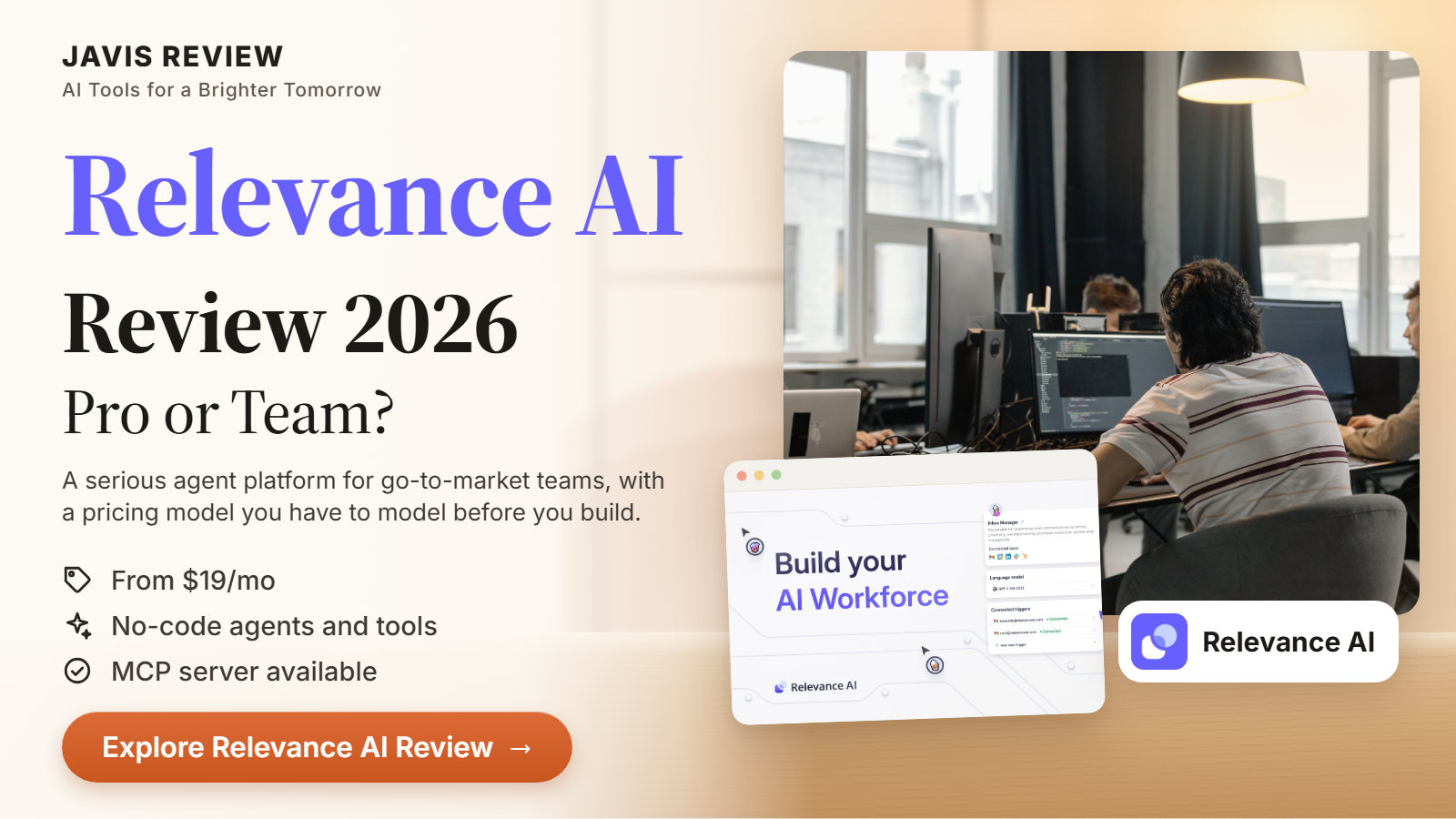 JAVIS thumbnail for the Relevance AI review 2026 card