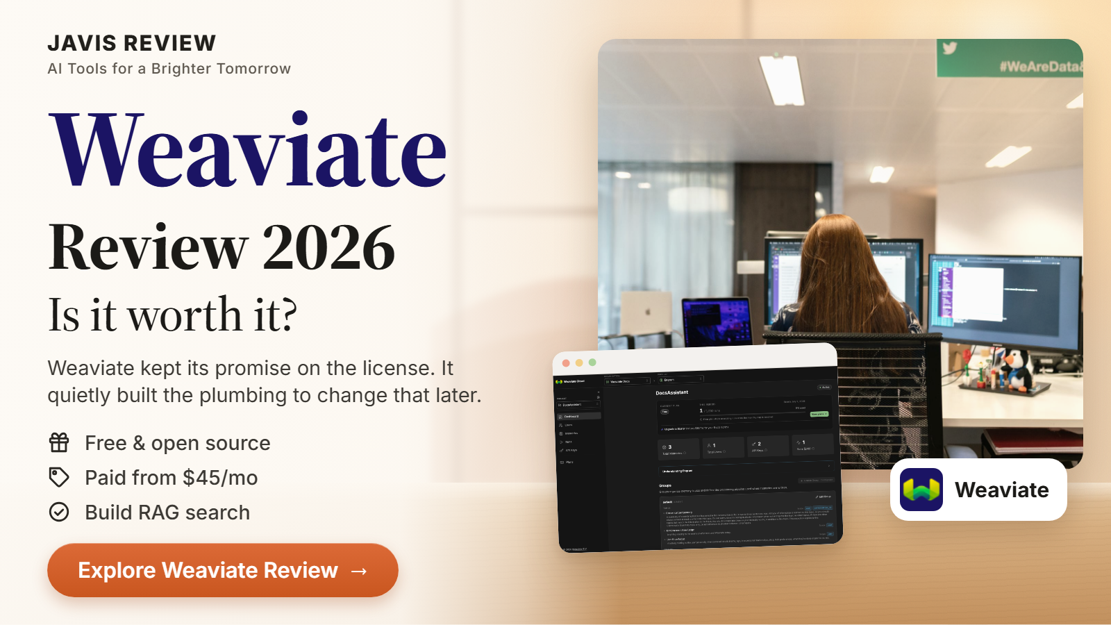 JAVIS thumbnail for the Weaviate review 2026 card