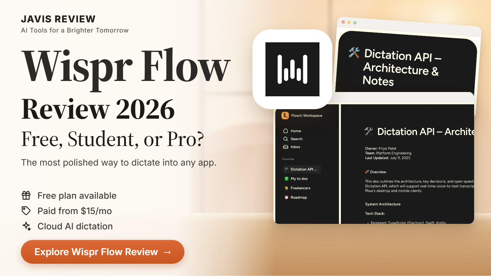 JAVIS thumbnail for the Wispr Flow review 2026 card