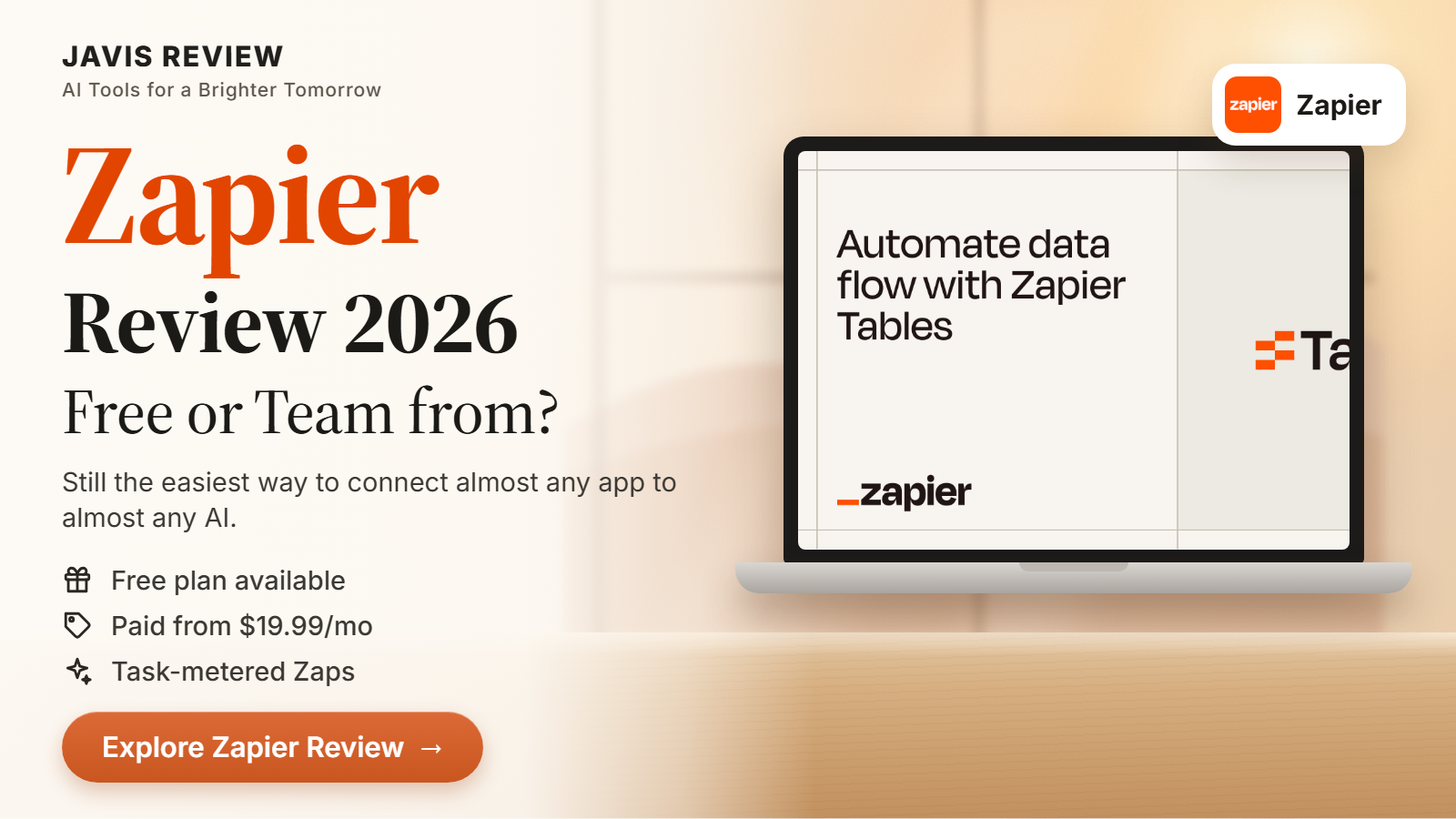 JAVIS thumbnail for the Zapier review 2026 card